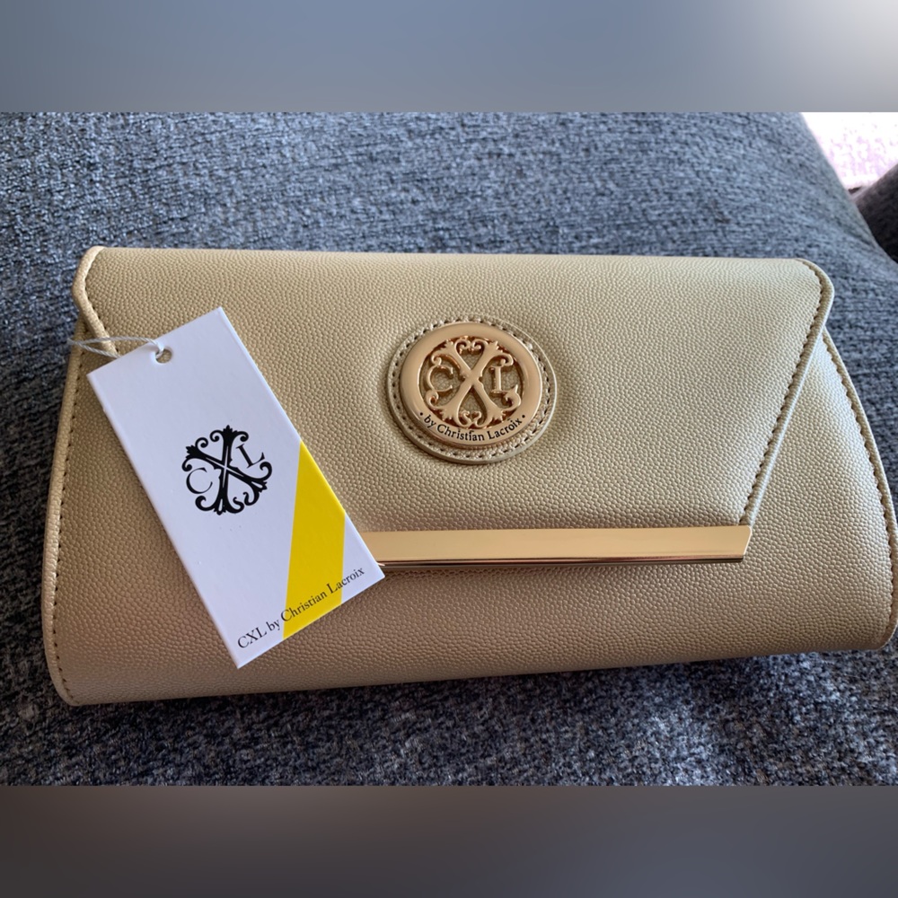CXL by Christian Lacroix Paris Caviar Gold Clutch with Detachable Chain  NWT 🌴 - Picture 3 of 9